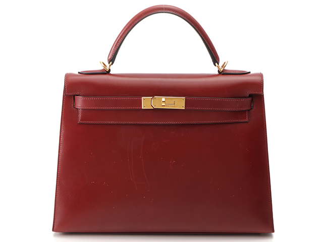 HERMES エルメス ケリー32 ボックスカーフ □E刻印 ルージュ