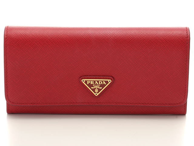 PRADA プラダ フラップZIP長財布 サフィアーノ レッド ローズ
