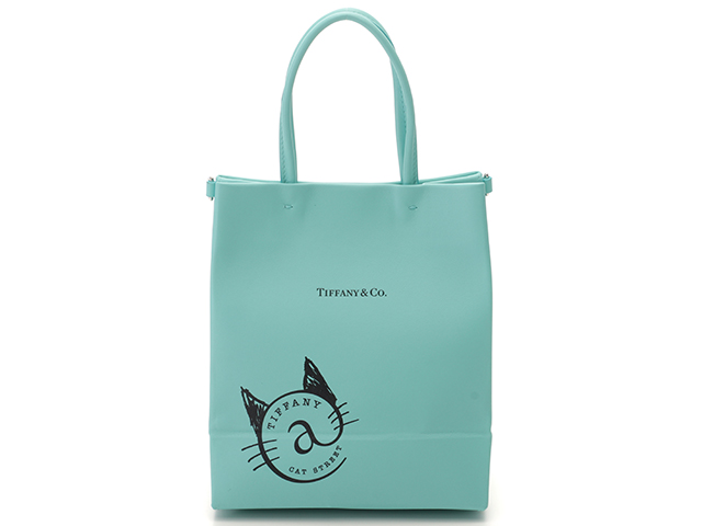 TIFFANY ティファニー レザー ミニ ショッピングトート 2WAY ハンドバッグ キャットストリート限定 - ブルー by