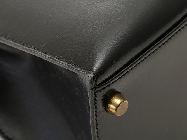 HERMES エルメス ケリー28 ボックスカーフ ブラック GP(ゴールド金具