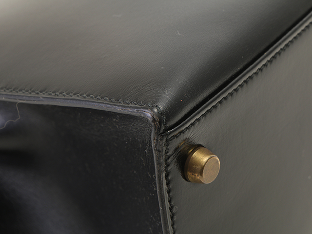 HERMES エルメス ケリー28 ボックスカーフ ブラック GP(ゴールド