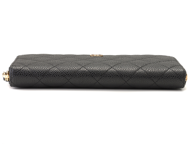 CHANEL シャネル 財布 マトラッセラウンド長財布 キャビアスキン
