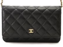 CHANEL シャネル　マトラッセ チェーンウォレット ブラック　GP キャビアスキン【432】2120000245602