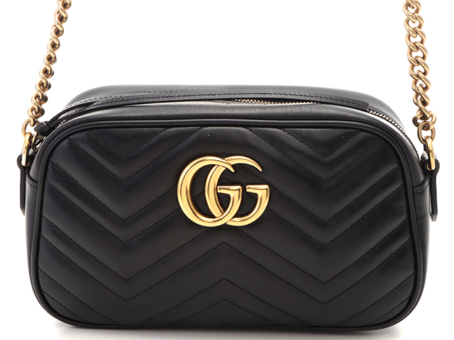 GUCCI GGマーモント　キルティング スモール ショルダーバッグ GUCCI グッチ GGマーモント キルティングスモール ブラック レザー