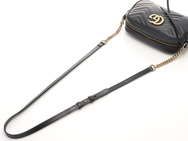 GUCCI グッチ GGマーモント キルティングスモール ブラック レザー