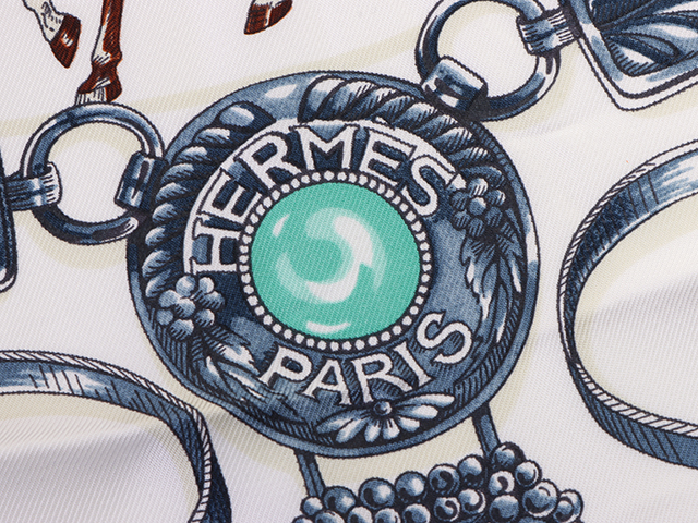 HERMES エルメス カレ90 スカーフ 小物 CAVALCADES ブラン