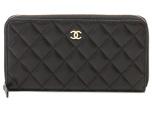 CHANEL シャネル ジップウォレット クラシックロング ブラック・GP金具