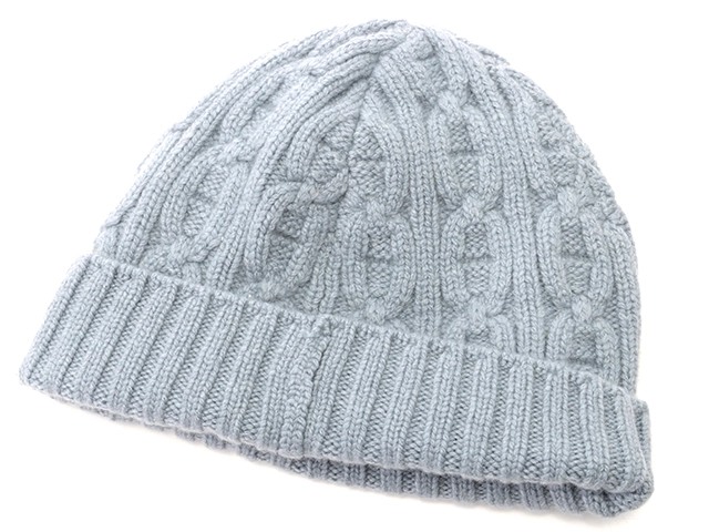 HERMES エルメス トリ・マイヨン ニットキャップ ブルーグレー カシミヤ ♯S 新品同様品【472】KS