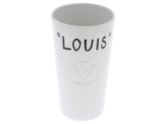 Louis Vuitton　ルイ・ヴィトン カップ・ルイ LV タペストリー　LOUIS LV FLOWER CUP　磁器　ホワイト　・LV  フラワー・キャンバス　GI0801　【472】ＡＨ