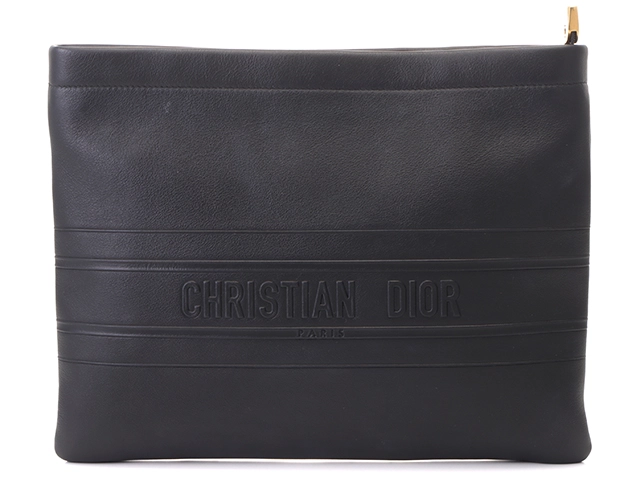 Dior ディオール ストライプポーチ クラッチバッグ カーフ ブラック ゴールド金具 19S5543CGSB【434】  の購入なら「質」の大黒屋（公式）