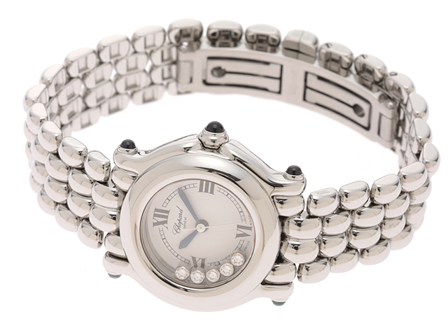 Chopard　ショパール　腕時計　ハッピースポーツ　27/8250-23　ステンレススチール　ダイヤ5P　クォーツ　ホワイト文字盤　レディース　 2120000267062　【205】