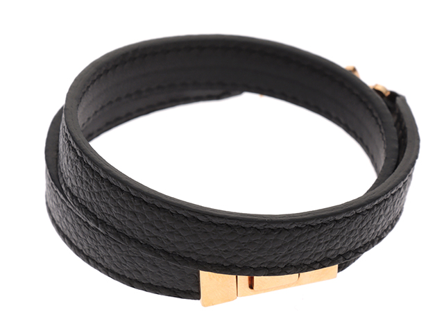 SAINT LAURENT サンローランYSLレザーブレスレット ブラック×GP