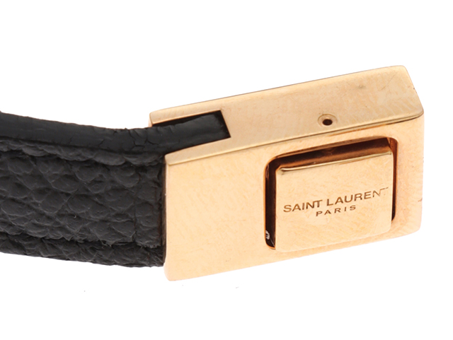 Saint Laurent YSL-charm Leather Bracelet | Black | FARFETCH JO