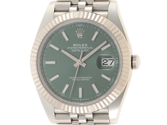 2023年2月正規品 ROLEX ロレックス 腕時計 デイトジャスト41 126334 ミントグリーン文字盤 K18ホワイトゴールド／ステンレス  ジュビリーブレスレット 自動巻【472】SJ の購入なら「質」の大黒屋（公式）