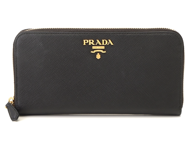 PRADA プラダ ラウンドファスナー長財布 ブラック サフィアーノ 長財布 