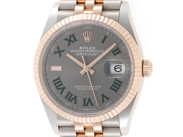 2023年6月正規品 ROLEX ロレックス 腕時計 デイトジャスト36 126231 オイスタースチール／K18エバーローズゴールド  スレートグリーンローマ文字盤 ジュビリー 自動巻き【472】SJ の購入なら「質」の大黒屋（公式）