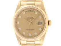 R番 ROLEX ロレックス 時計 デイデイト 18238G シャンパンゴールド文字盤 10Pダイヤ YG 自動巻き メンズ（2120000280184）M【200】