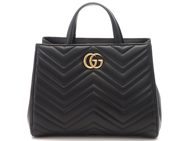 GUCCI グッチ GGマーモント 2wayバッグ ブラック レザー 【432 