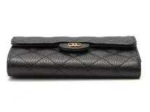 CHANEL　シャネル　クラシックミディアムフラップウォレット　ブラック／GP　キャビア　【471】　Ｙ