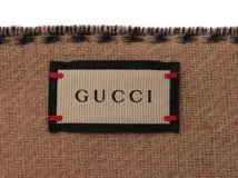 グッチ　GUCCI　インターロッキングＧマフラー　715497　ブラック/ベージュ　カシミヤ／ウール　【472】KS