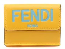 FENDI　フェンディ　フェンディローマ　マイクロ三つ折財布　イエロー　カーフ　8M0395【433】