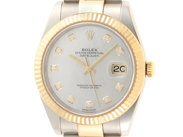ランダム番　ROLEX　ロレックス　デイトジャスト 10PD　自動巻き　SS/YG　ホワイトシェル文字盤　126333NG　メンズ【431】2120000286001