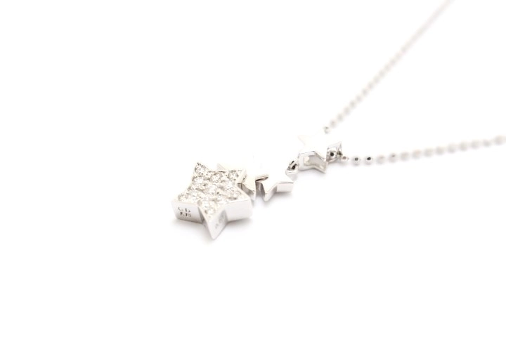 JEWELRY ノンブランドジュエリー スターモチーフ ネックレス K18WG ホワイトゴールド ダイヤモンド 0.20ct 【460】2120000286681