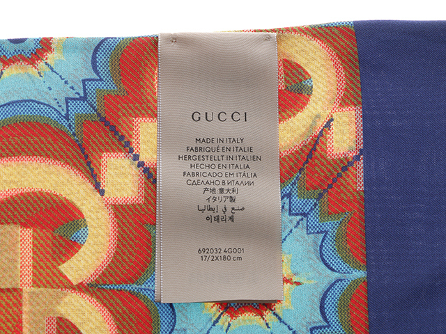 Gucci　グッチ　スカーフ　100th Anniversary Limited Edition Scarf シルクスカーフ 692032  マルチカラー　100周年限定 新品同様品【472】AH