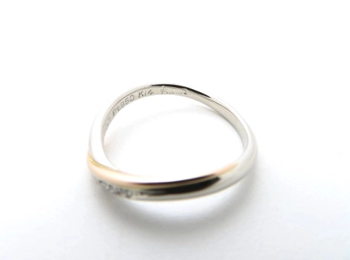 JEWELRY　ノンブランドジュエリー　リング　K14　ピンクゴールド　PT950　ダイヤモンド　0.037ct　2.9g　8号　K.uno　2120000289613【432】