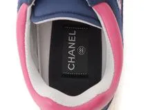 CHANEL　シャネル　ローカットスニーカー　ユニセックス42　ネイビー/ピンク　フェルト/ナイロン/スウェード　G34087　2120000290206　【432】