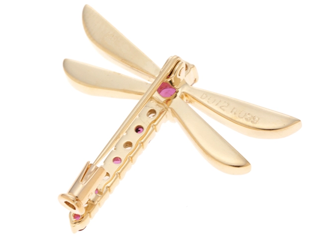 JEWELRY　ジュエリー　ブローチ　K18　ルビー0.39ct/白蝶貝/ダイヤモンド0.12ct　イエローゴールド　約4.1g　2120000291005【207】