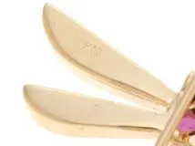 JEWELRY　ジュエリー　ブローチ　K18　ルビー0.39ct/白蝶貝/ダイヤモンド0.12ct　イエローゴールド　約4.1g　2120000291005【207】