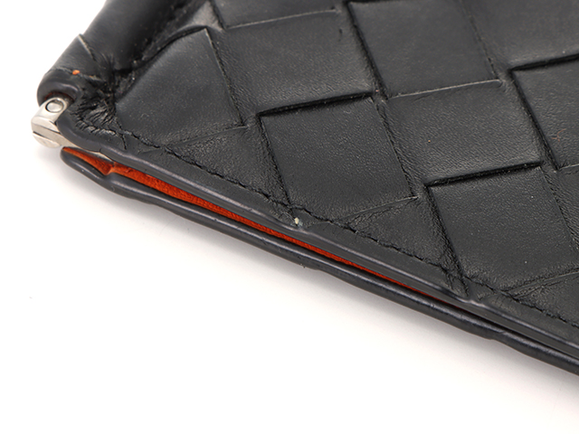 ボッテガヴェネタ マネークリップ 二つ折り財布 黒×オレンジ BOTTEGA VENETA ボッテガヴェネタ 二つ折り財布 カーフレザー