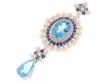 JEWELRY ノンブランドジュエリー トップ K18ホワイトゴールド パール ブルートパース8.50カラット/ダイヤモンド0.30カラット/サファイア1.75カラット 重さ14.8g【472】SJ
