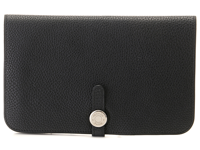 HERMES エルメス 長財布 ドゴンGM ブラック トゴ シルバー金具