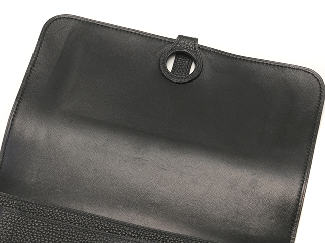 HERMES エルメス 長財布 ドゴンGM ブラック トゴ シルバー金具 □L刻印