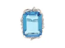 JEWELRY ノンブランドジュエリー リング 11号 K18ホワイトゴールド ブルートパーズ46.48/ダイヤモンド0.19カラット 重さ約21.3g【472】SJ