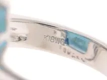 JEWELRY ノンブランドジュエリー リング 11号 K18ホワイトゴールド ブルートパーズ46.48/ダイヤモンド0.19カラット 重さ約21.3g【472】SJ