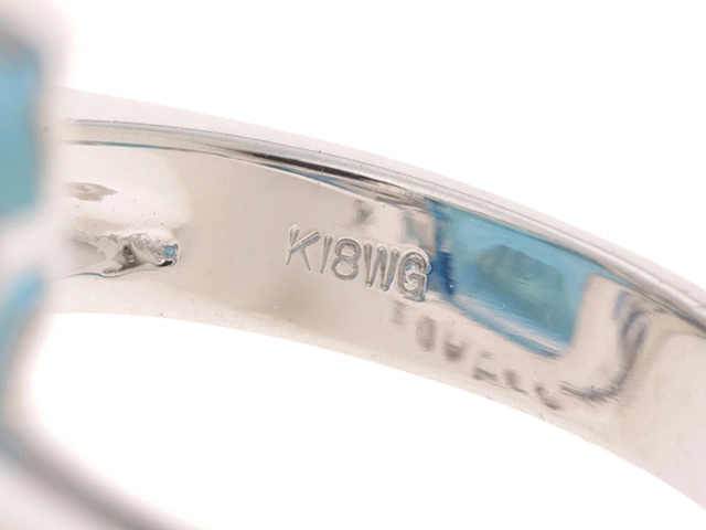 JEWELRY ノンブランドジュエリー リング 11号 K18ホワイトゴールド ブルートパーズ46.48/ダイヤモンド0.19カラット 重さ約21.2g【472】SJ