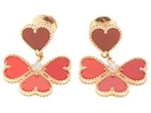 Van Cleef&Arpels ヴァンクリーフ&アーペル ピアス スウィートハートイヤリング VCARN5PP00 K18ローズゴールド カーネリアン/ダイヤモンド0.17カラット 2022年正規品【472】SJ