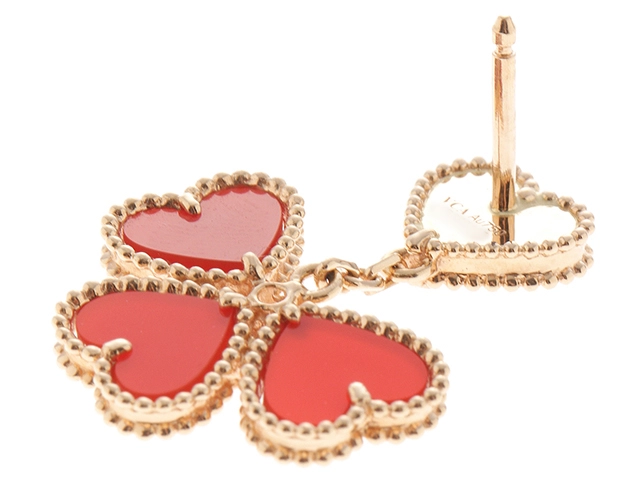 Van Cleef&Arpels ヴァンクリーフ&アーペル ピアス スウィートハートイヤリング VCARN5PP00 K18ローズゴールド カーネリアン/ダイヤモンド0.17カラット 2022年正規品【472】SJ