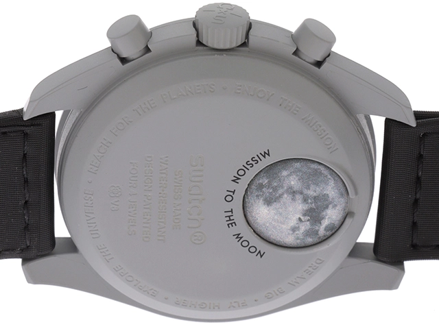 SWATCH スウォッチ 腕時計 OMEGA×SWATCH  MISSION TO THE MOON S033M100 ブラック文字盤 バイオセラミック/ナイロン クォーツ【472】SJ