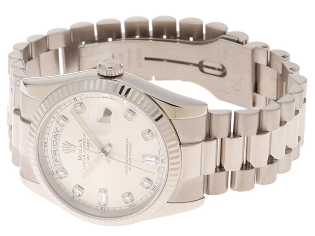 K番　ROLEX　ロレックス　時計　デイデイト　118239A　シルバー文字盤　WG　自動巻き　メンズ