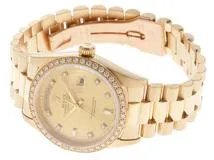 E番 ROLEX ロレックス 腕時計 デイデイト36 18348A K18イエローゴールド 10Pダイヤモンドシャンパン文字盤 自動巻き【472】SJ