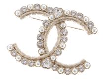 CHANEL　シャネル　ココマークブローチ メタル（GP）/クリスタル/コスチュームパール　【471】　Y