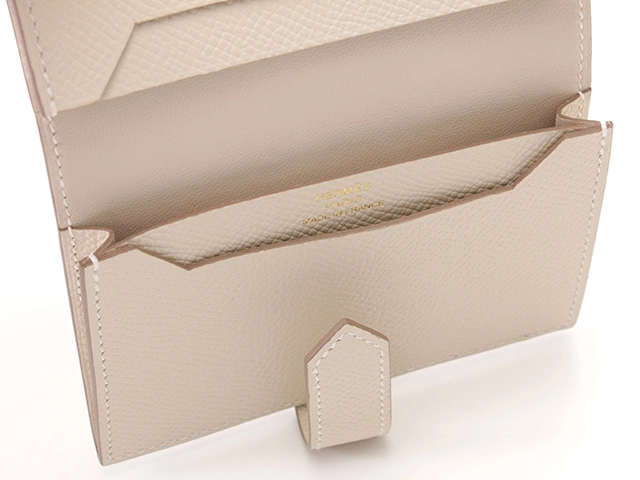 Hermès エルメス ベアン カードケース クレ ゴールド金具 【471】L