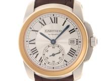 Cartier カルティエ 腕時計 カリブル ドゥ カルティエ 38mm W2CA0002 シルバー文字盤　K18イエローゴールド/スティール/アリゲーターベルト 自動巻き【472】SJ