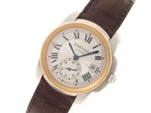 Cartier カルティエ 腕時計 カリブル ドゥ カルティエ 38mm W2CA0002 シルバー文字盤　K18イエローゴールド/スティール/アリゲーターベルト 自動巻き【472】SJ