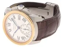 Cartier カルティエ 腕時計 カリブル ドゥ カルティエ 38mm W2CA0002 シルバー文字盤　K18イエローゴールド/スティール/アリゲーターベルト 自動巻き【472】SJ