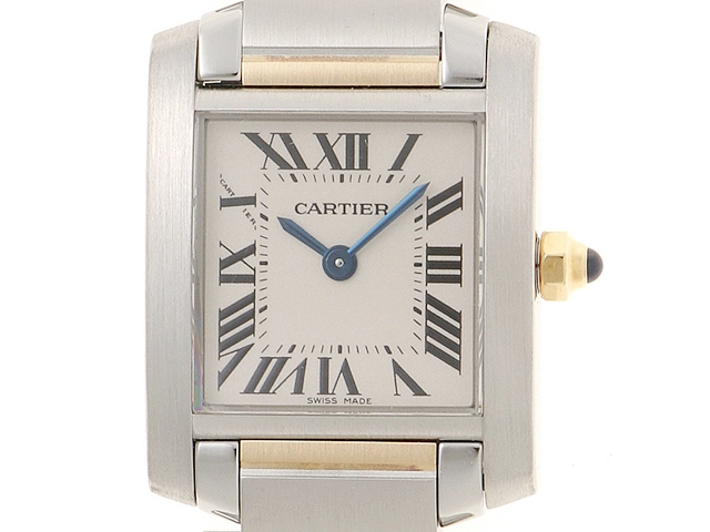 Cartier　カルティエ　時計　タンクフランセーズSM　シルバー文字盤　YG/SS　クォーツ　レディース　M
